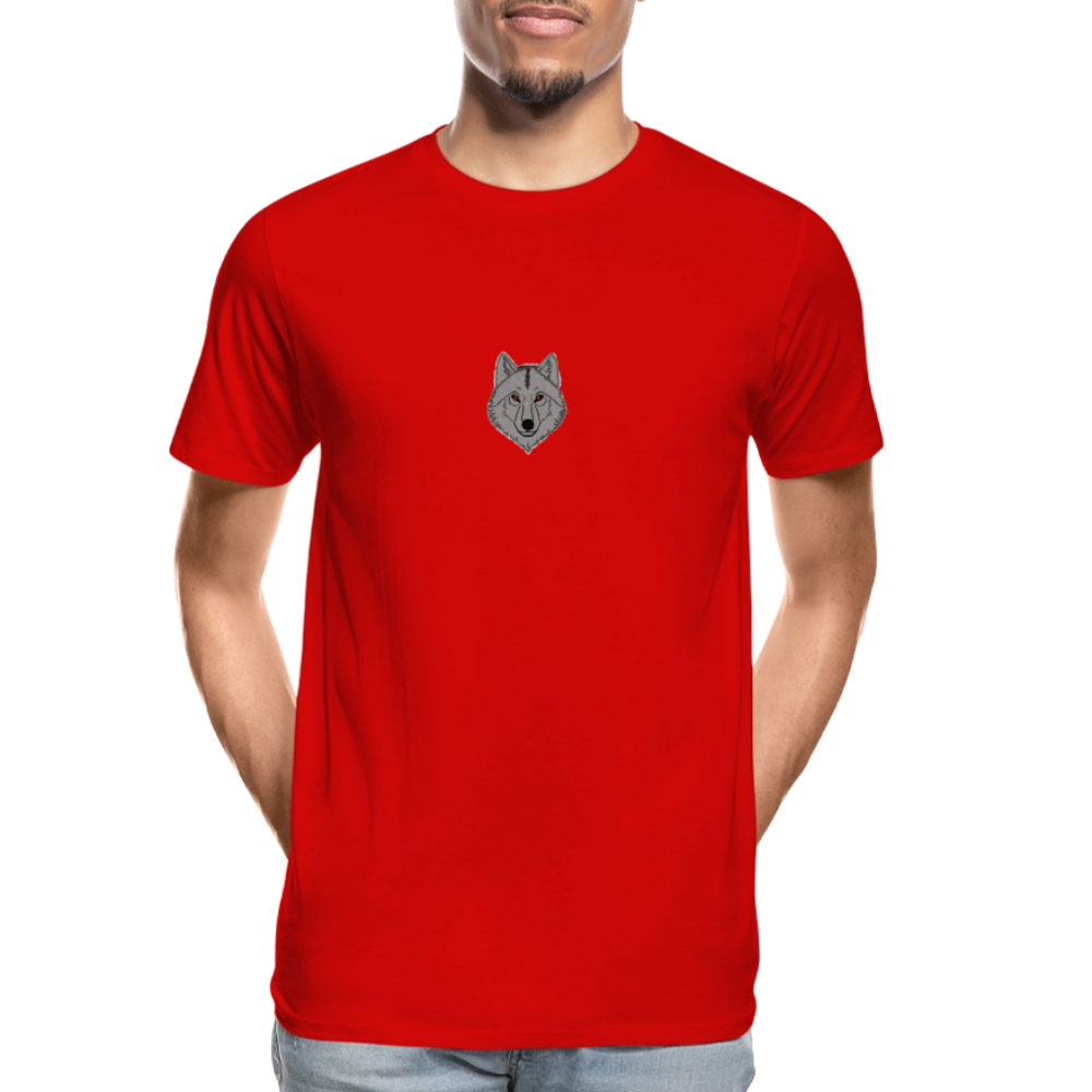 Wolf minimalist men’s  organic cotton T-Shirt - red