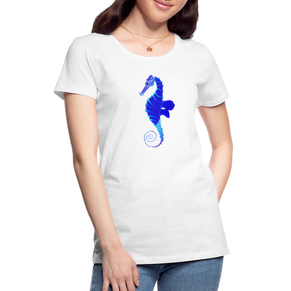 Blue Seahorse Women’s Premium T-Shirt - white