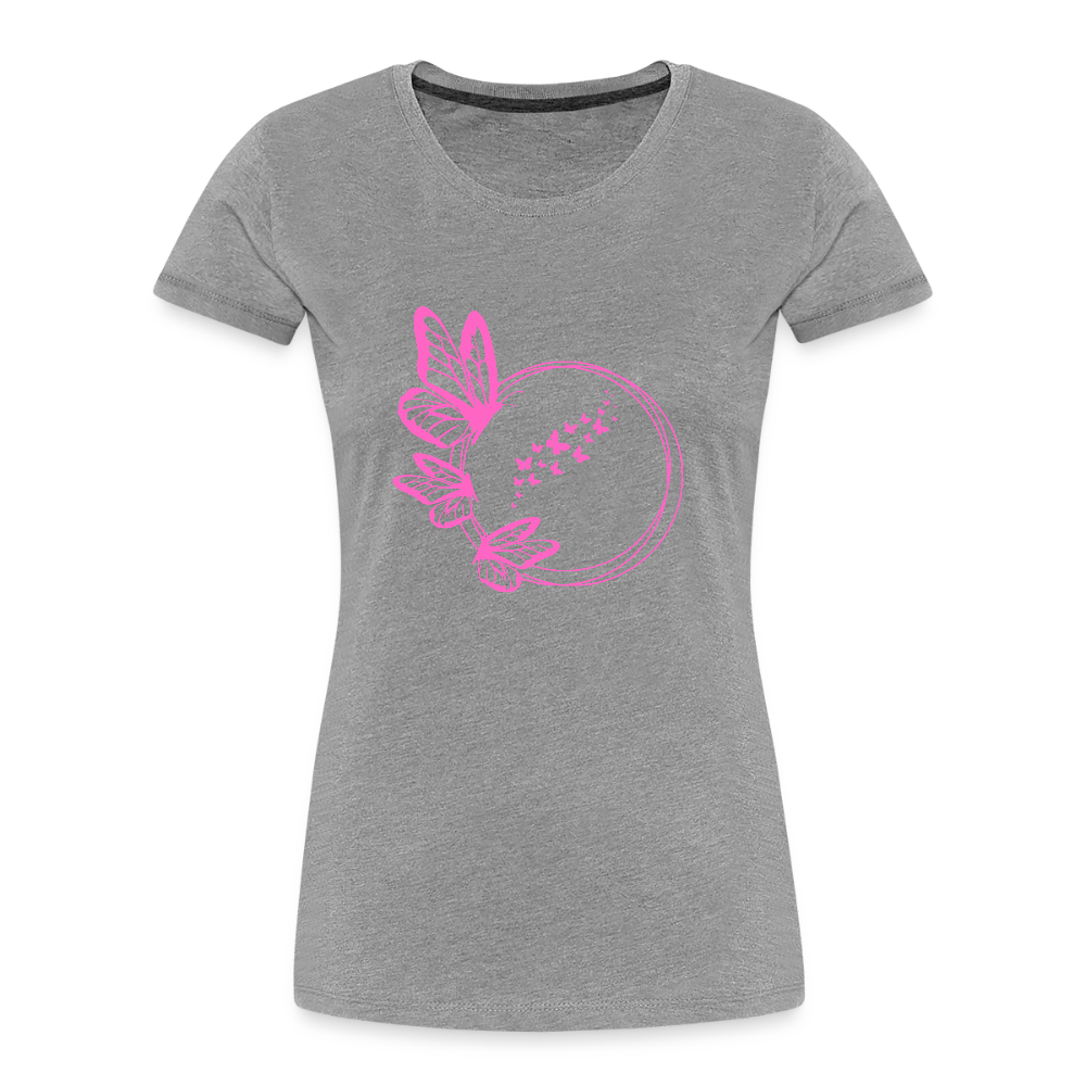 Pink butterflies women’s organic cotton T-Shirt - heather grey