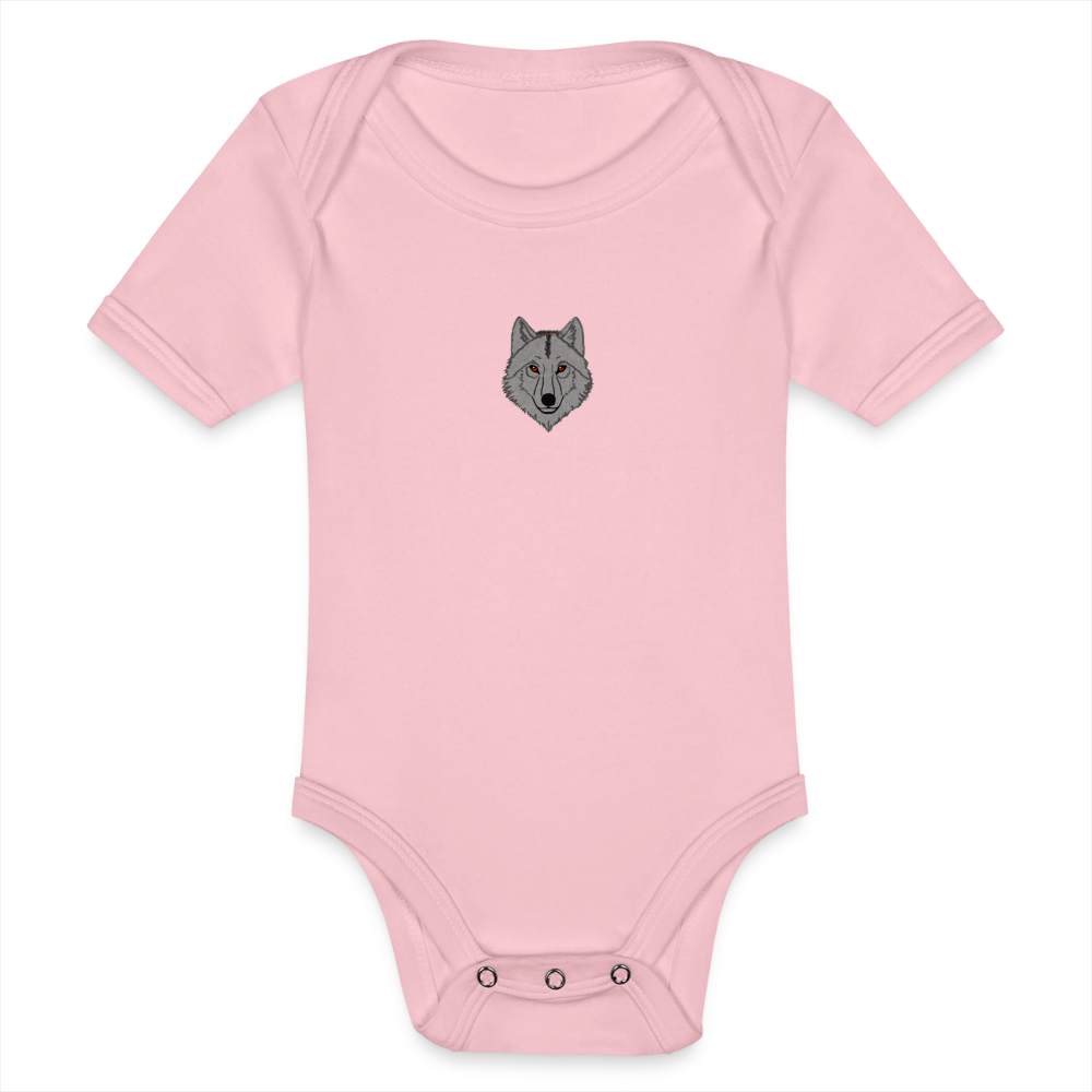 Wolf minimalist Organic Short-sleeved Baby Bodysuit - light pink