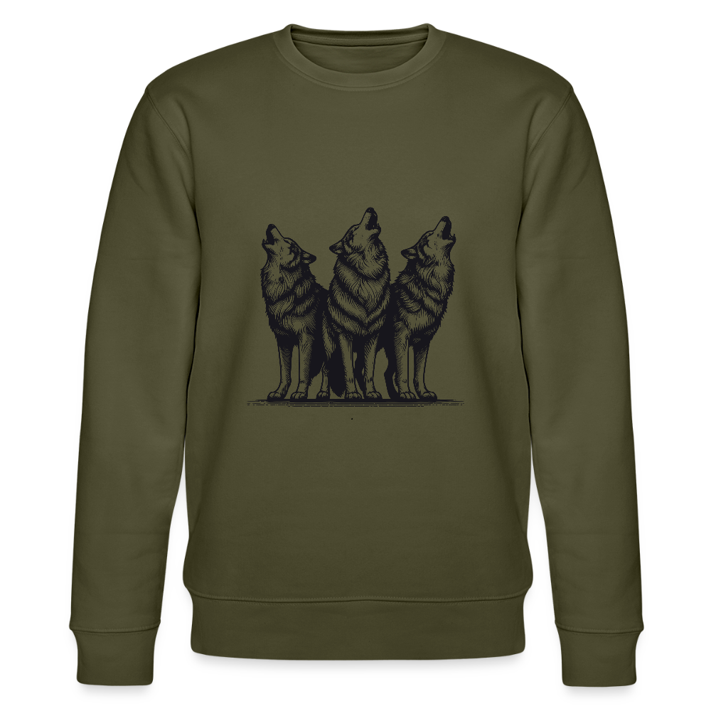 Wolves men's organic cotton sweatshirt - khaki