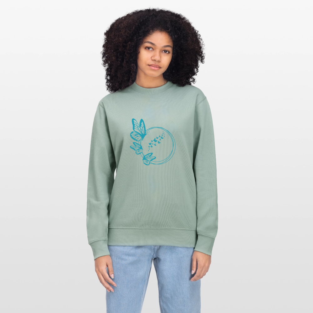 Blue butterflies women's organic cotton sweatshirt - aloe