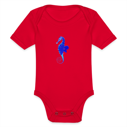 Seahorse Organic cotton short-sleeved Baby Bodysuit - red