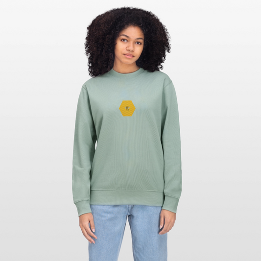 Bee & honeycomb organic cotton women's sweatshirt - aloe