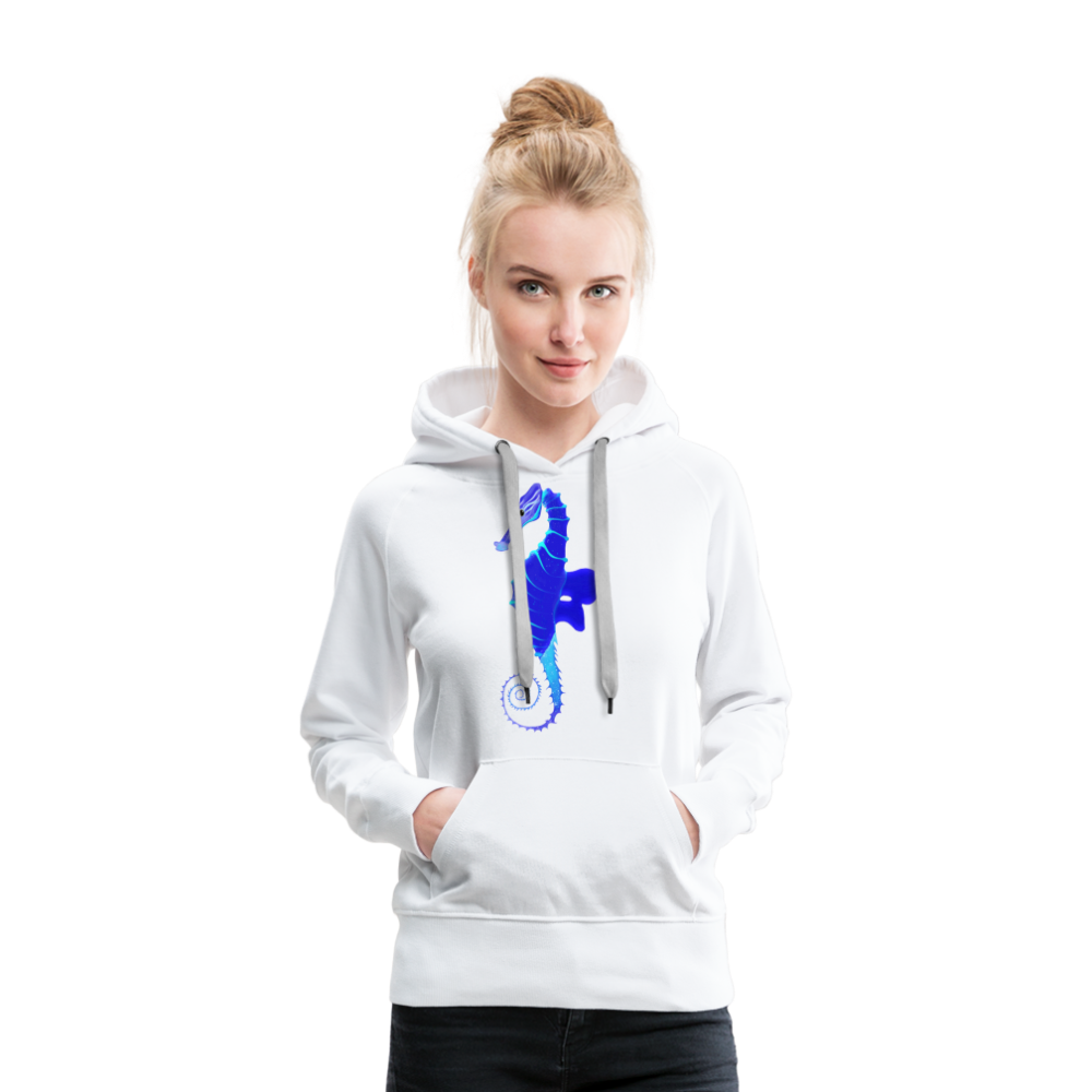 Blue Seahorse Women’s Premium Hoodie - white